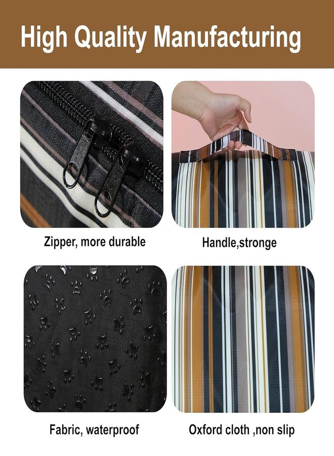 Homestic Foldable Igloo Dog House | Soft & Adjustable Travel Pet Shelter for Cat & Rabbits with Sleeping Bed | Cave Bed Tent Shelter for Pets | Large - Beige & Black Stripes - Image 4